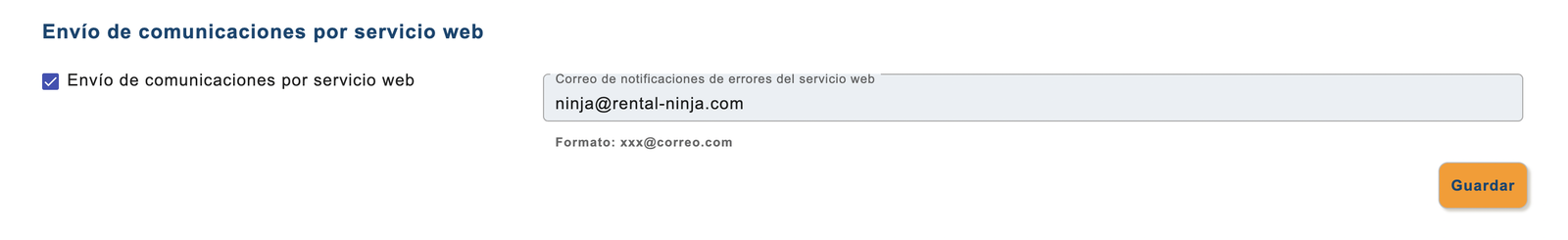 Check the Web service communication sending box