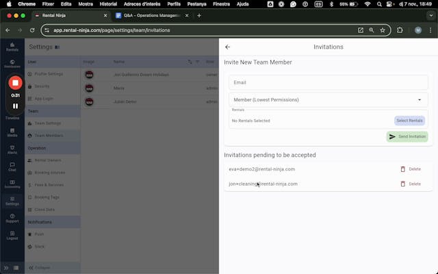 Invitation Flow Viewed by the Owner