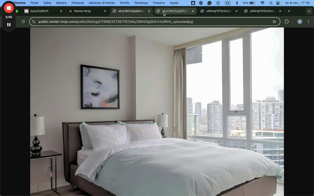 Comparison of upscaled image with enhanced definition and detail in various elements.