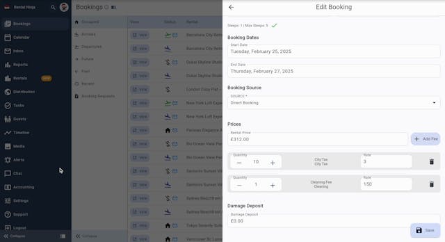 Key point at 105.83s: software inside the settings page, fees and services tab,