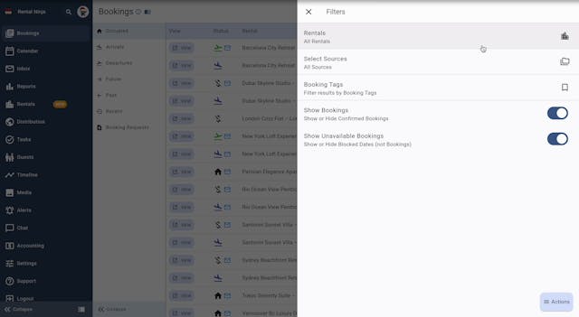 Inside this filter you can show bookings and you can show also blocks.