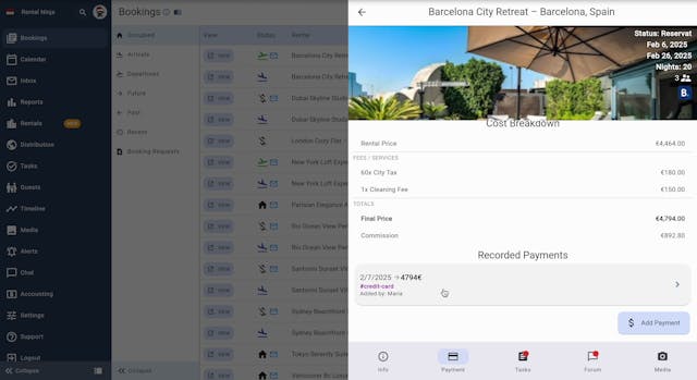 Key point at 65.33s: You can either click if it's been an online payment done by the guests