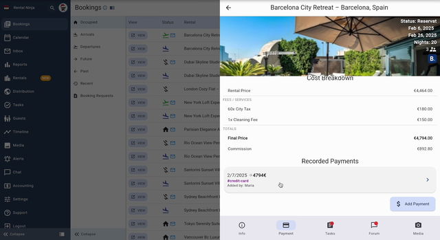 Key point at 65.33s: You can either click if it's been an online payment done by the guests