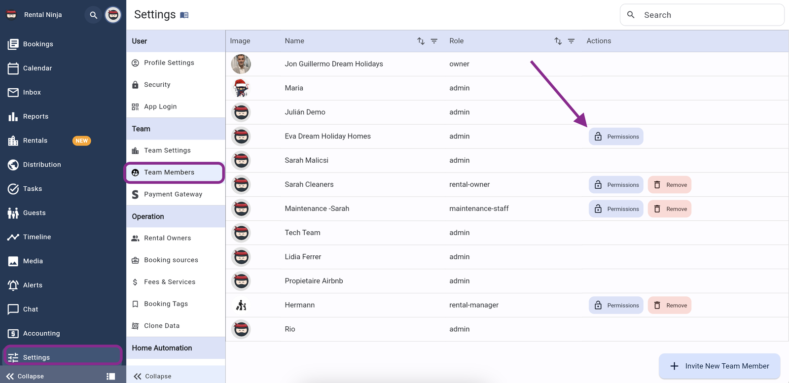 Teammemberspermissions